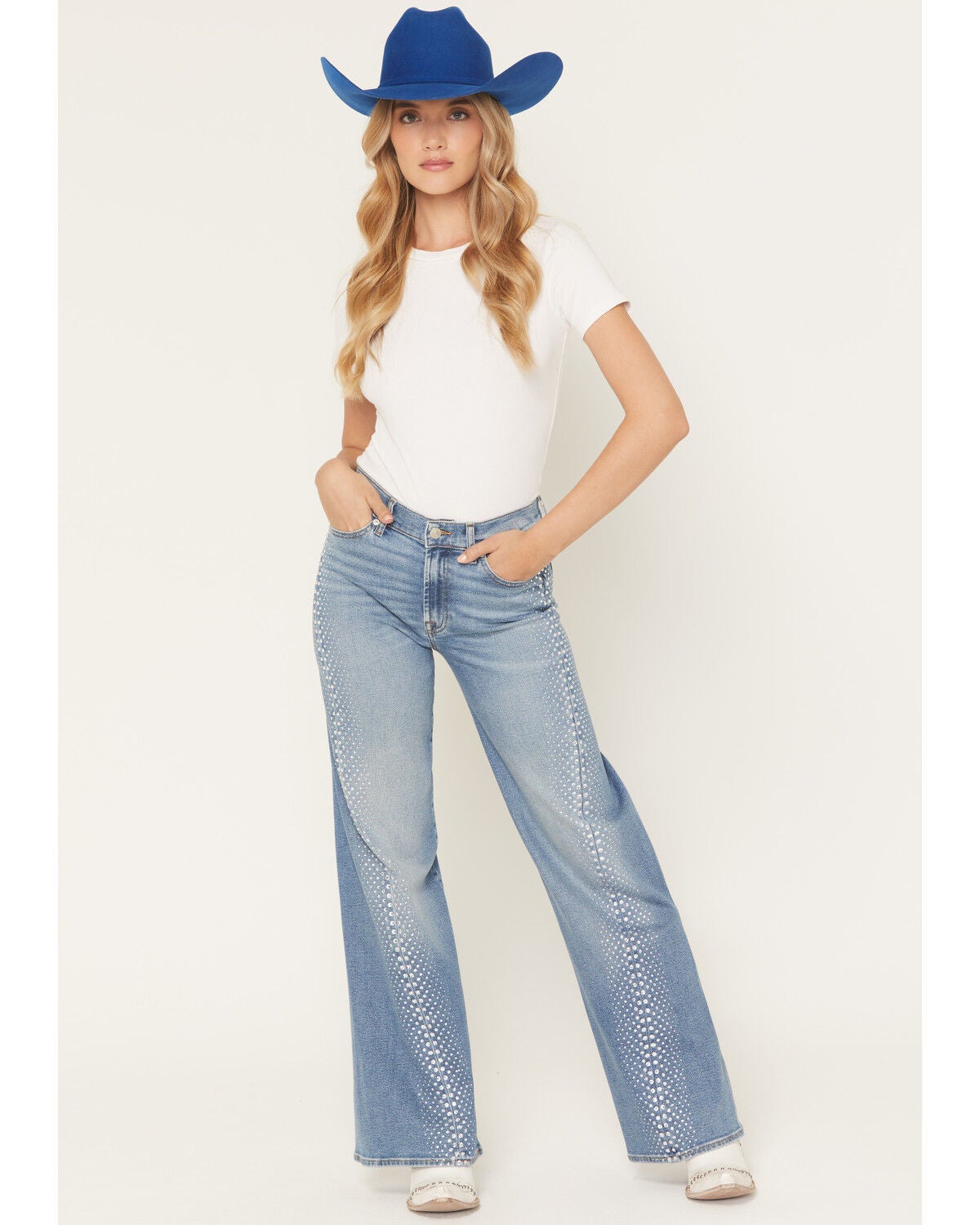 7 For All Mankind Women's Love Soul Lotta Twisted Seam High Rise Stretch Trouser Jeans, Light Wash, hi-res