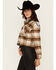 Image #2 - Cleo + Wolf Women's Clara Color Block Plaid Print Button-Down Shacket, Caramel, hi-res