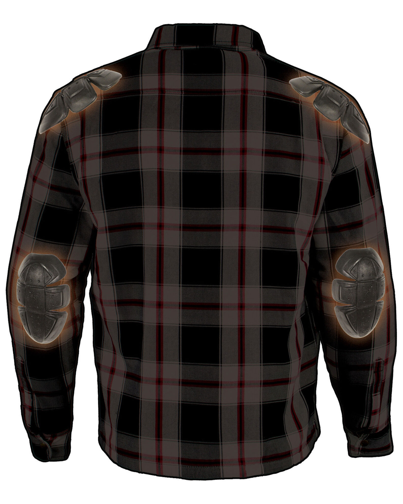 Image #2 - Milwaukee Performance Men's Black/White/Red Aramid Flannel Biker Jacket - 3X, Black/red, hi-res