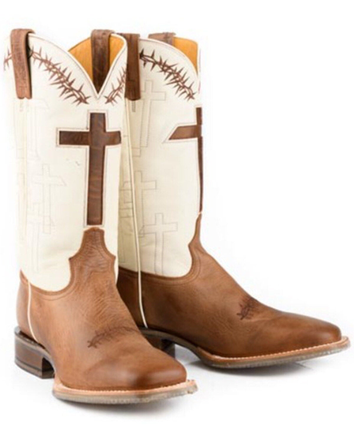 Tin Haul Men's Shoe Of Faith Western Boots - Broad Square Toe, Brown, hi-res