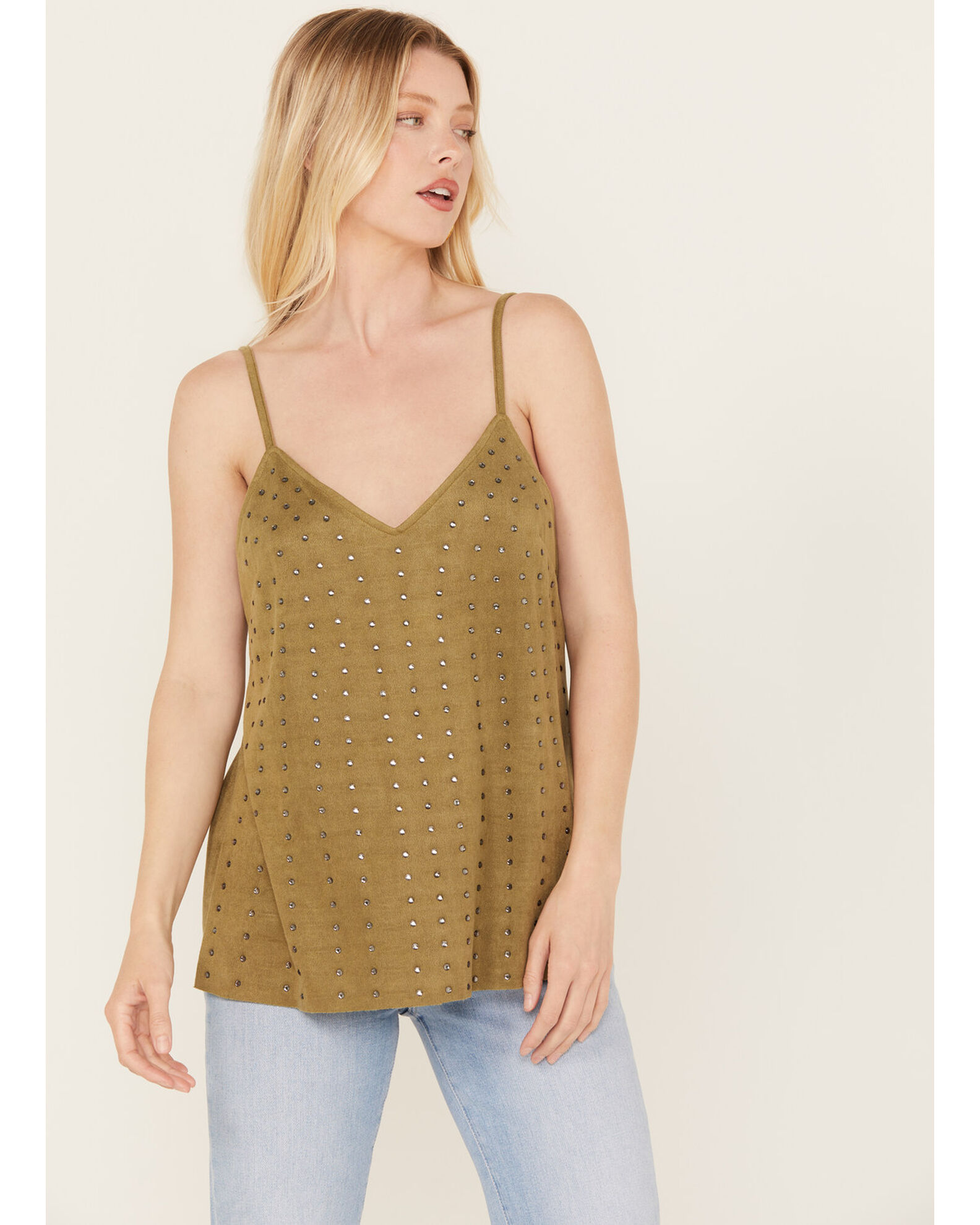 Vocal Women's Studded Faux Suede Cami Top