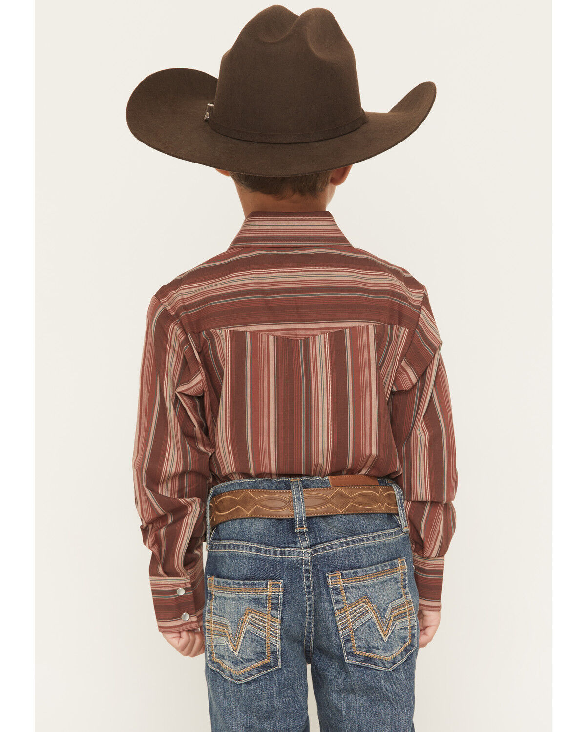 Ely Walker Boys' Striped Long Sleeve Pearl Snap Western Shirt