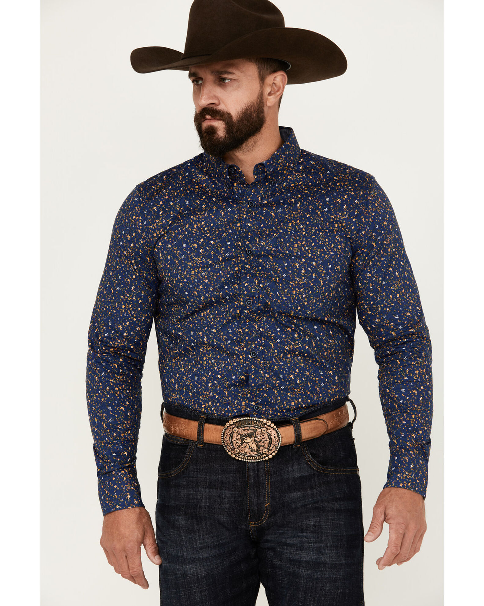 Cody James Men s Meadowlark Floral Print Long Sleeve Button Down Stretch Western Shirt Boot Barn