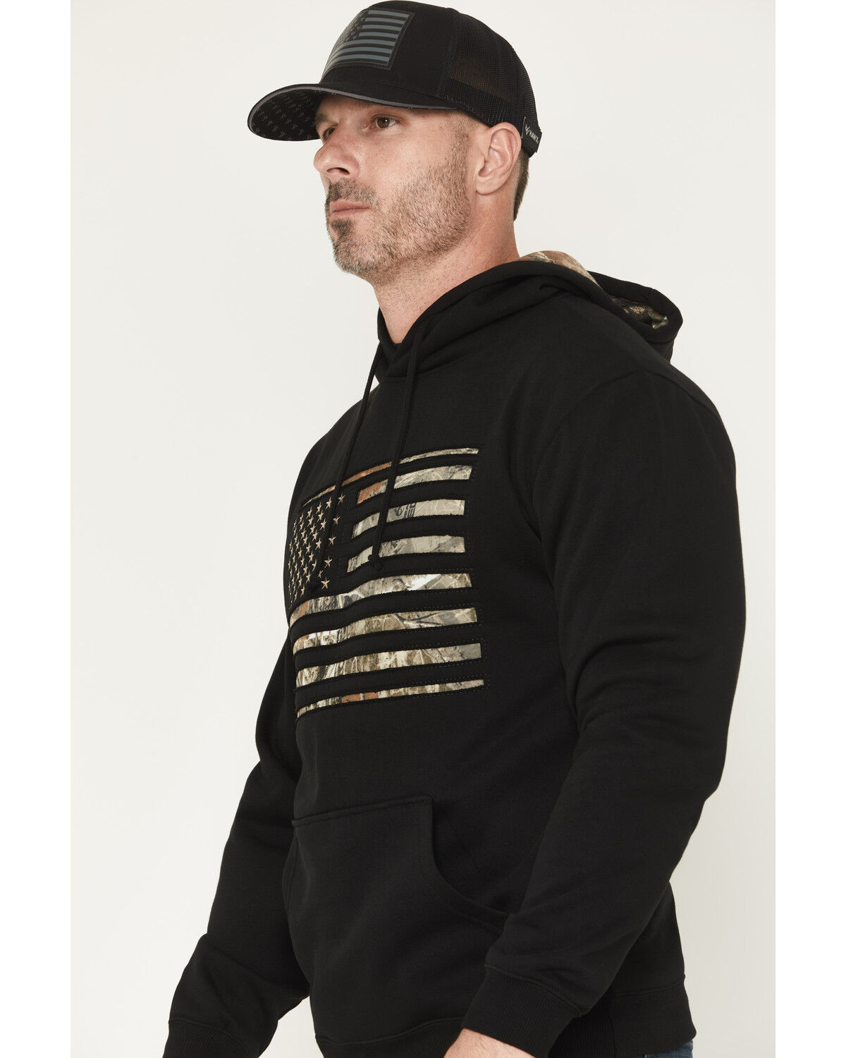 Image #2 - Buckwear Men's Camo Spartan Patriot Hooded Sweatshirt, Black, hi-res
