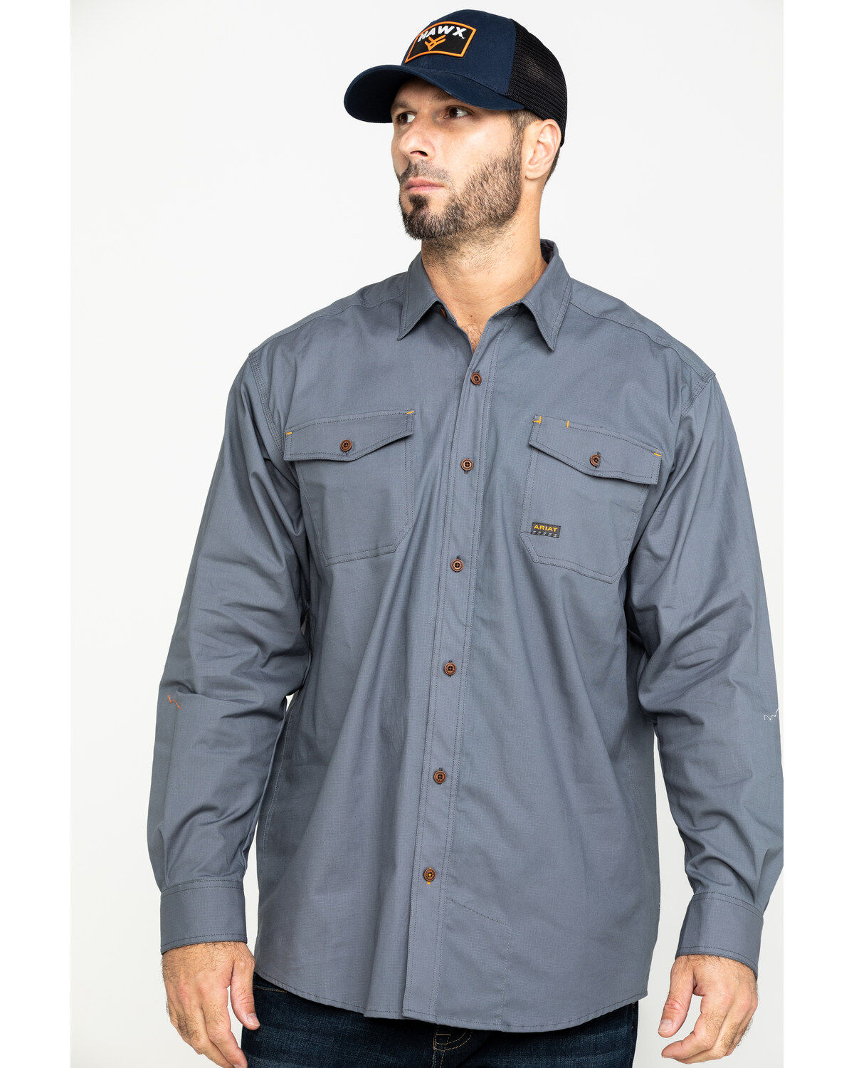 Image #1 - Ariat Men's Steel Rebar Made Tough Durastretch Long Sleeve Work Shirt, , hi-res