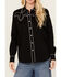 Image #2 - Panhandle Women's Retro Studded Long Sleeve Snap Western Shirt, Black, hi-res