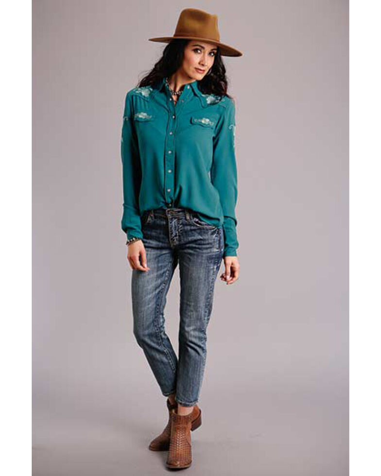 Stetson Women's Teal Floral Long Sleeve Western Shirt | Boot Barn