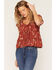 Image #1 - Ash & Violet Women's Boot Barn Exclusive Floral Print Tie Front Tiered Blouse, Copper, hi-res