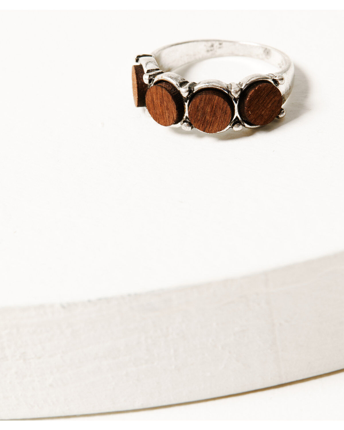 Image #2 - Shyanne Women's 4-piece Turquoise & Silver Beaded Wood Ring Set, Silver, hi-res