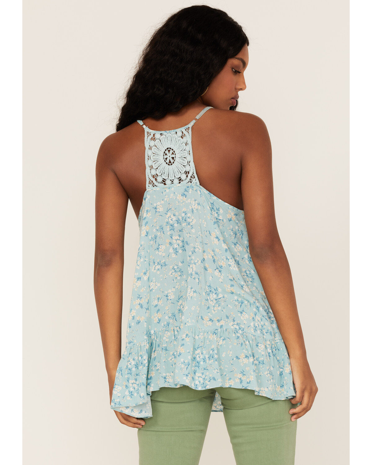 Image #4 - Miss Me Women's Boho Floral Print Cami, Seafoam, hi-res