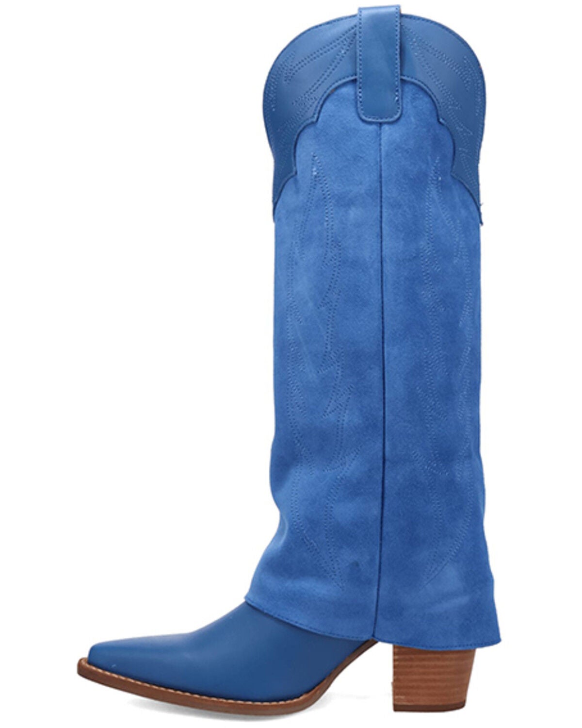 Image #3 - Dingo Women's Cuffed Wild Fire Suede Tall Western Boots - Round Toe, Blue, hi-res