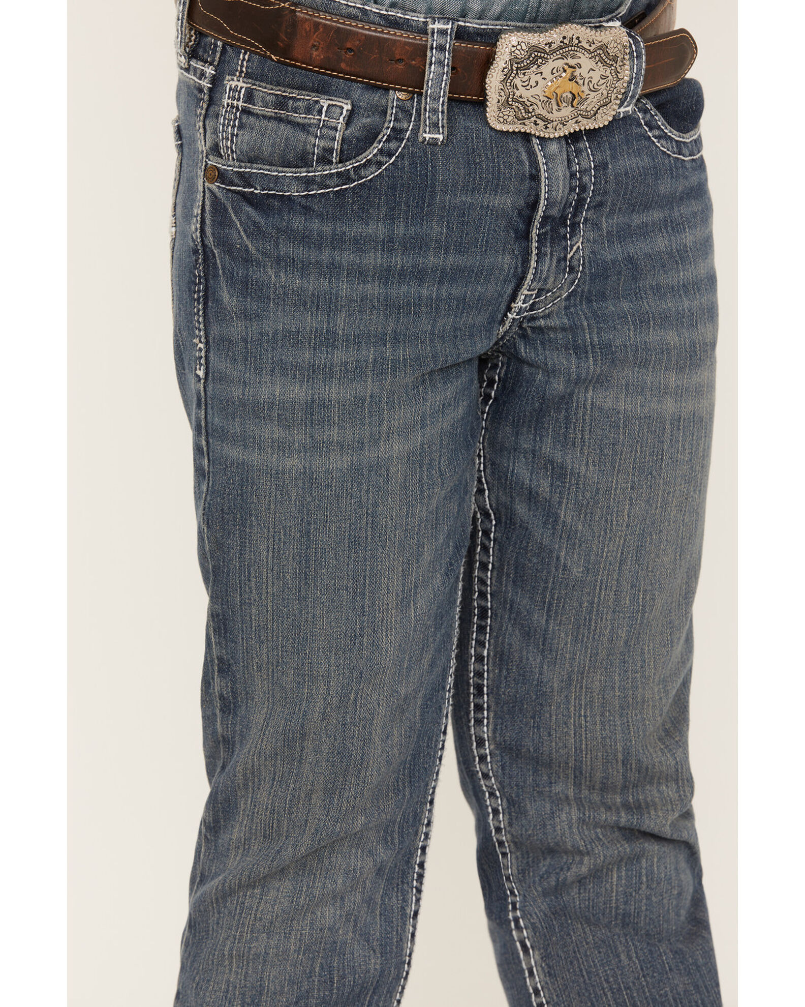 Image #2 - Cody James Boys' Stone Cold Wash Slim Boot Stretch Jeans, Dark Medium Wash, hi-res