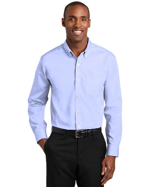 Red House Men's 3X Pinpoint Oxford Non-Iron Shirt - Big & Tall, Blue, hi-res
