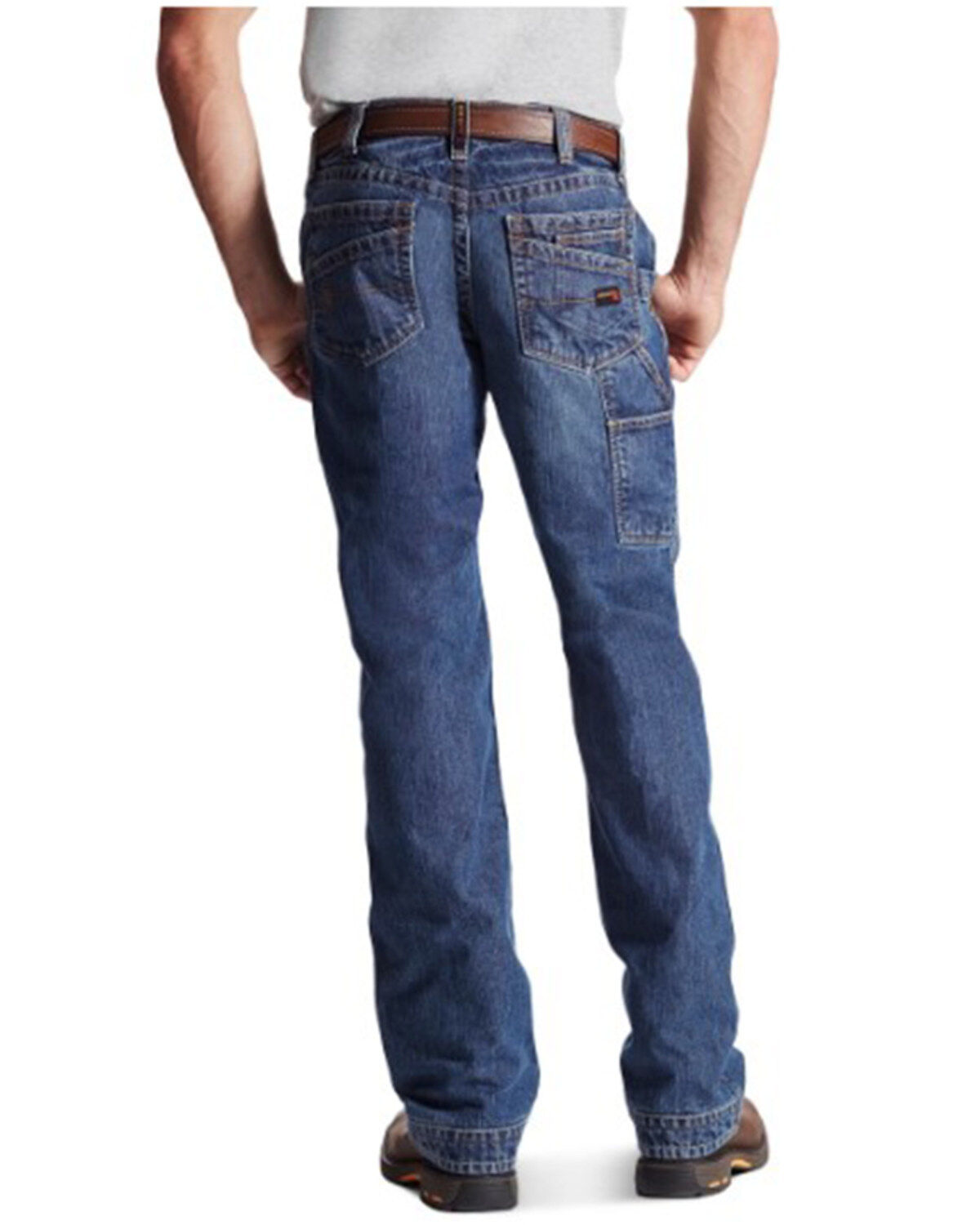 Image #2 - Ariat Men's FR M4 Medium Wash Relaxed Workhorse Bootcut Jeans - Big, , hi-res