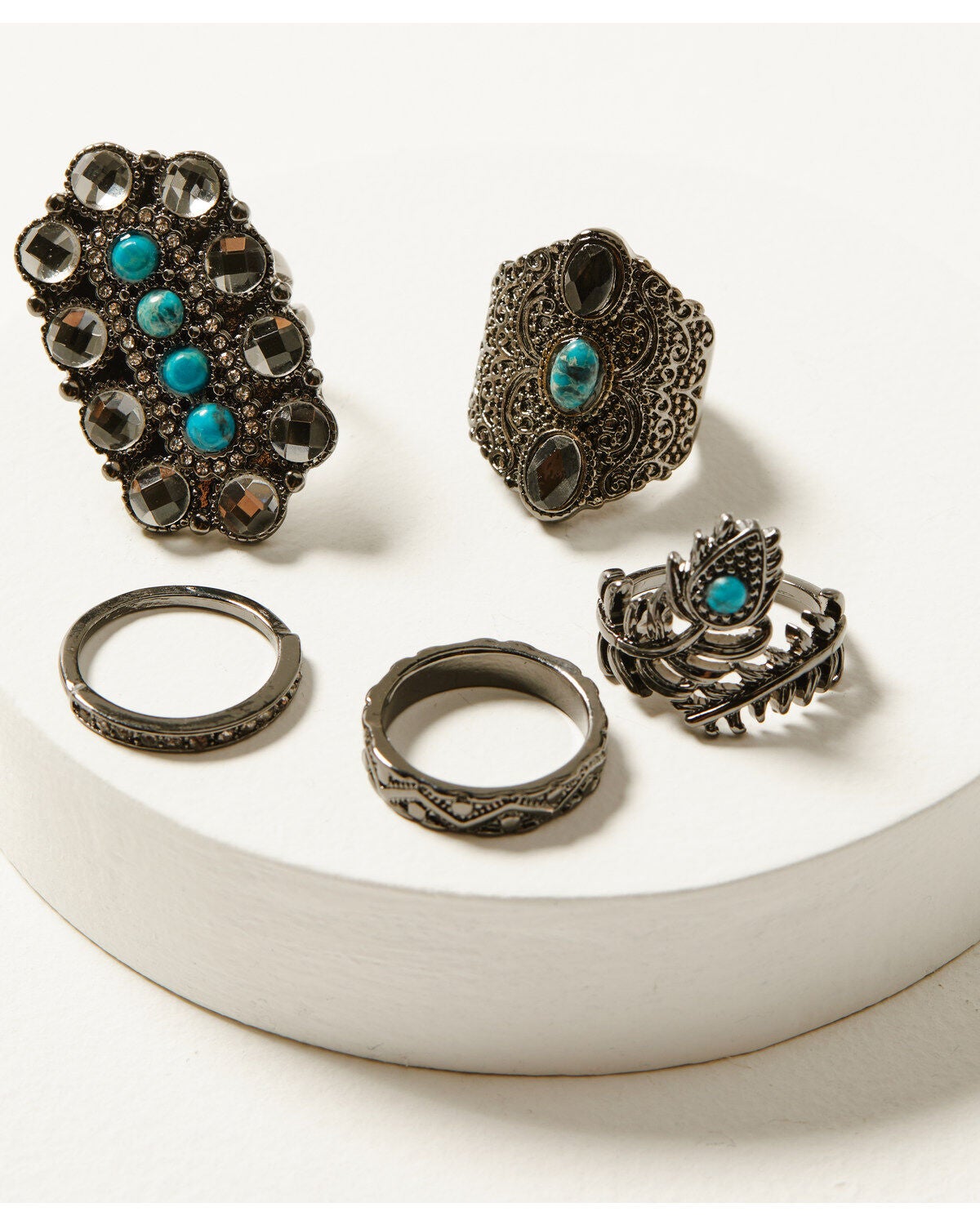 Shyanne Women's Enchanted Forest 5-Piece Ring Set, Pewter, hi-res