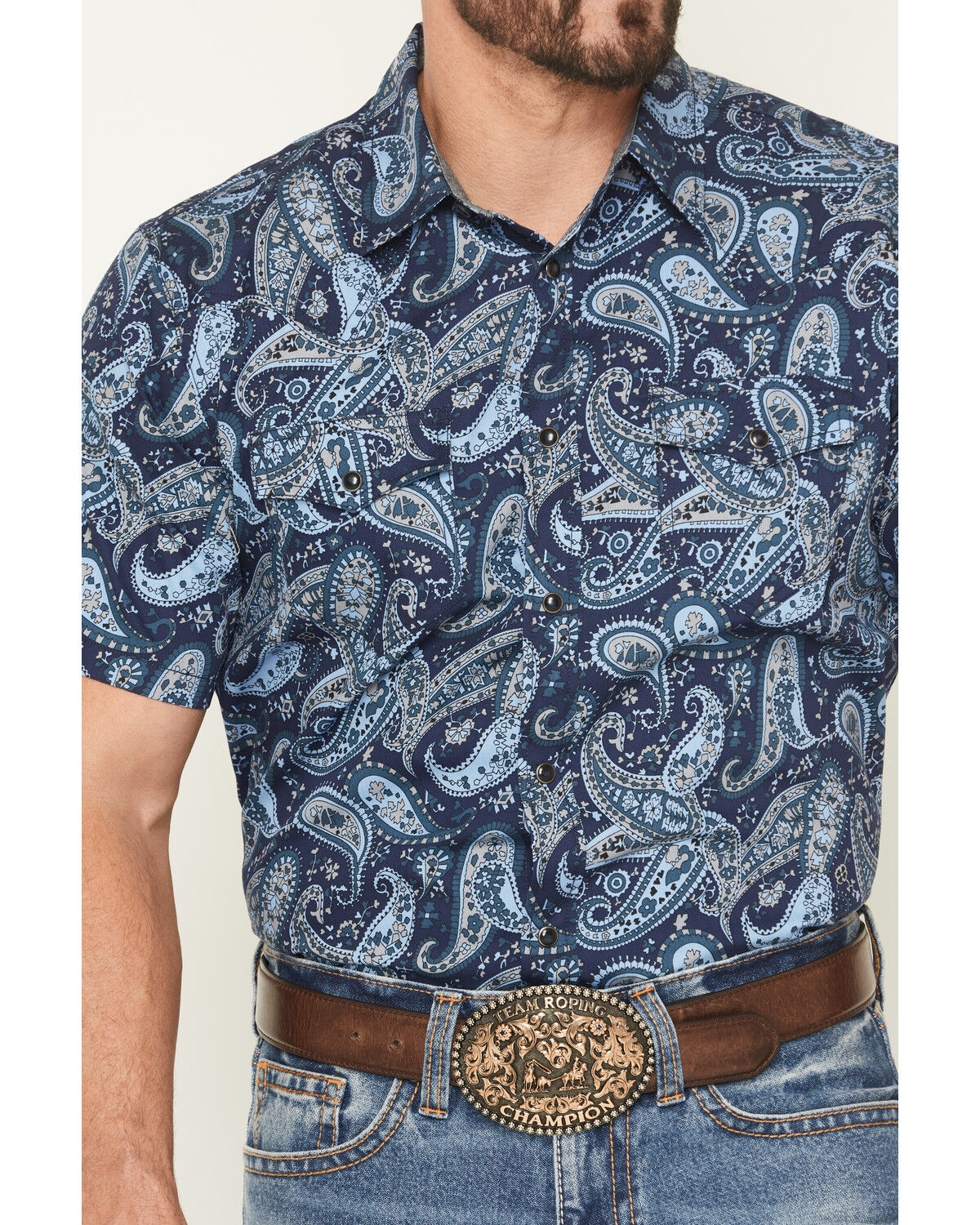 Cody James Men's Westward Paisley Print Short Sleeve Snap Western Shirt