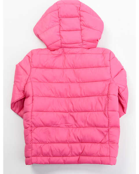 Image #3 - Urban Republic Girls' Quilted Packable Puffer Hooded Jacket, Fuchsia, hi-res