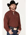 Cinch Men's Geo Print Button Down Western Shirt - Big , Burgundy, hi-res
