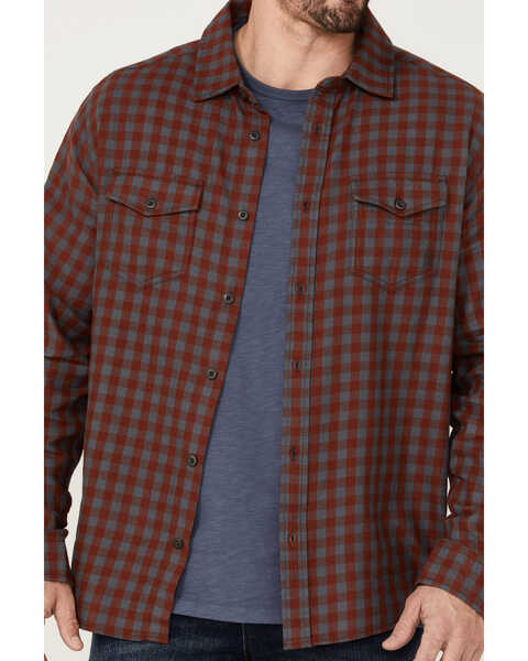 Brothers & Sons Men's Small Check Plaid Long Sleeve Button-Down Western Shirt , Red, hi-res