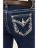 Image #2 - Miss Me Girls' Medium Wash Border Print Stretch Bootcut Jeans , Blue, hi-res