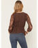 Image #4 - Shyanne Women's Embroidered Mesh Long Sleeve Button-Down Shirt, Brown, hi-res