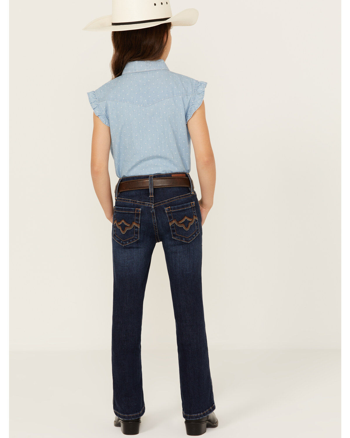 Image #3 - Shyanne Little Girls' Dark Wash Stretch Bootcut Riding Jeans, Dark Wash, hi-res