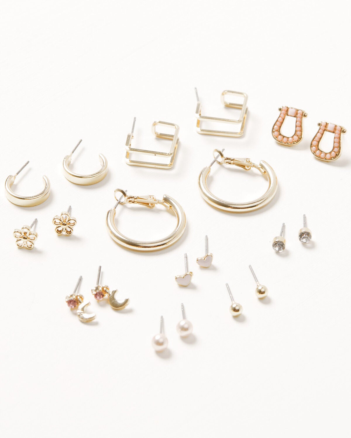 Shyanne Women's Multi Stud and Hoop Earring Set - 10 Piece, Gold, hi-res