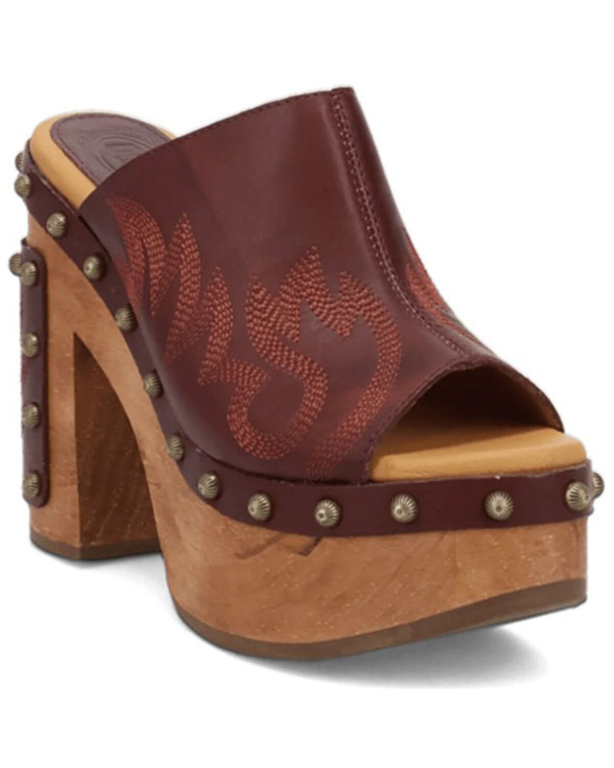 Dingo Women's Free Spirit Wooden Sandals, Wine, hi-res