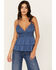 Tempted Women's Crochet Tiered Crop Cami, Blue, hi-res