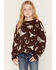 Image #1 - Rock & Roll Denim Girls' Western Print Sweater, Chocolate, hi-res