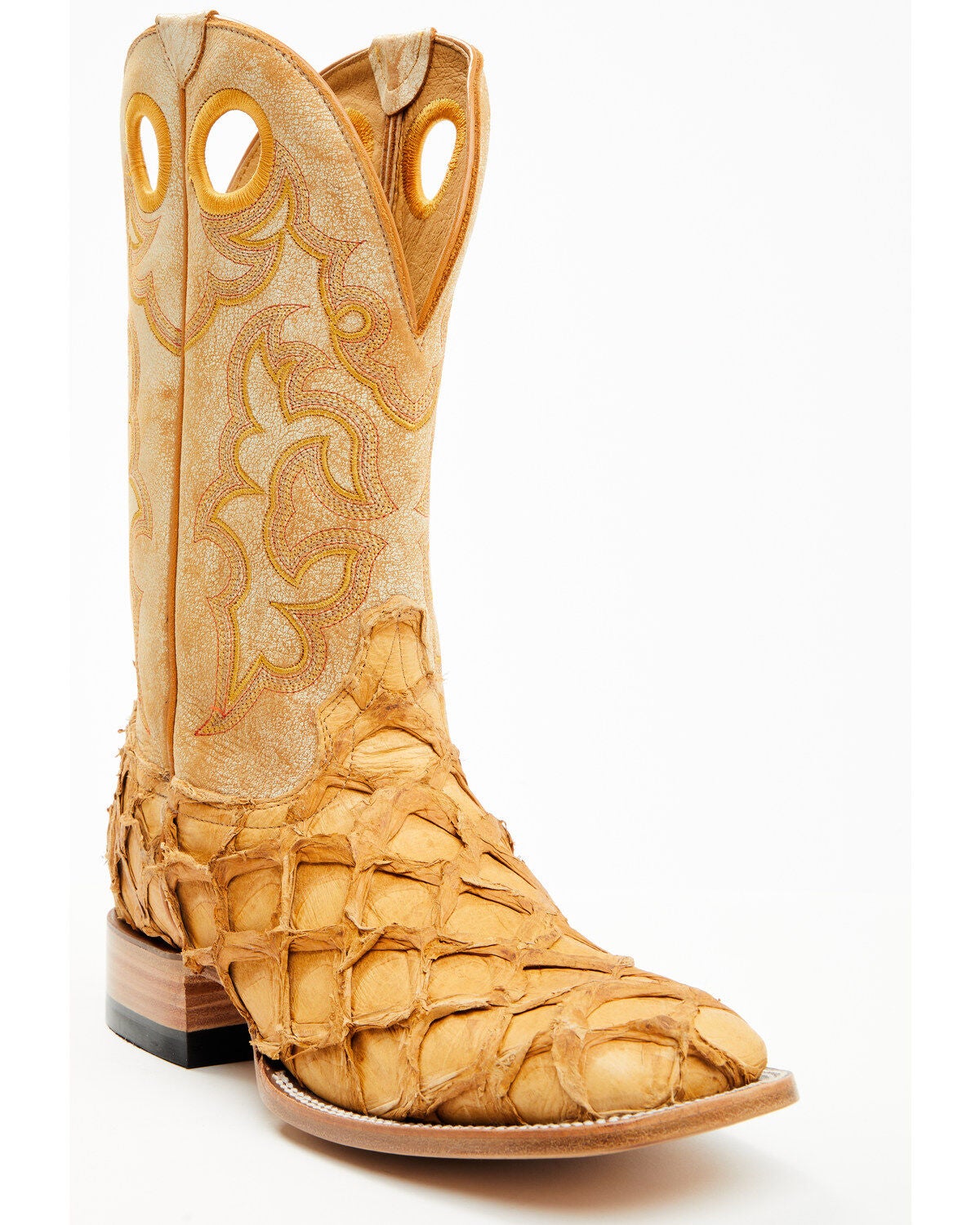 Cody James Men's Exotic Pirarucu Western Boots - Broad Square Toe, Yellow, hi-res