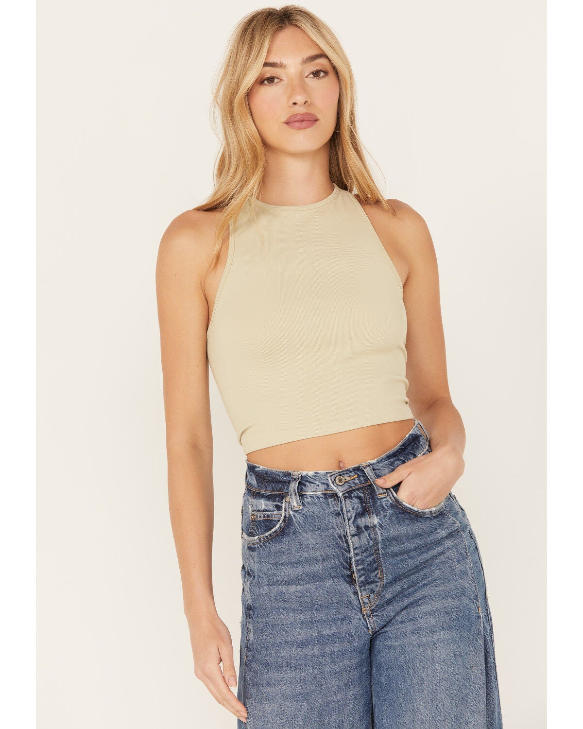 Free People Women's Hayley Racerback Brami, Light Green, hi-res