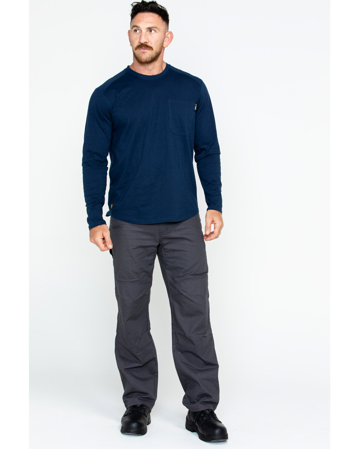 Image #6 - Hawx Men's Solid Pocket Crew Long Sleeve Work T-Shirt, , hi-res