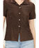 Image #2 - Molly Bracken Women's Short Sleeve Button-Down Shirt, Brown, hi-res