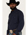 Panhandle Men's Dobby Stripe Long Sleeve Snap Shirt , Navy, hi-res