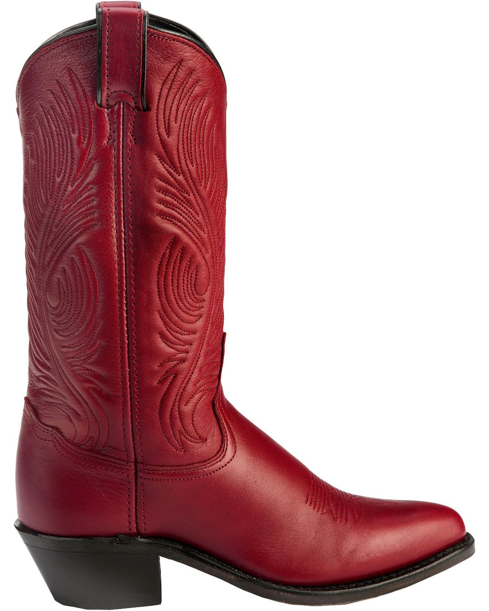 Image #2 - Abilene Women's Cowhide Western Boots - Round Toe, Red, hi-res
