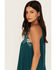 Eyeshadow Women's Floral Embroidered Tank Top, Teal, hi-res