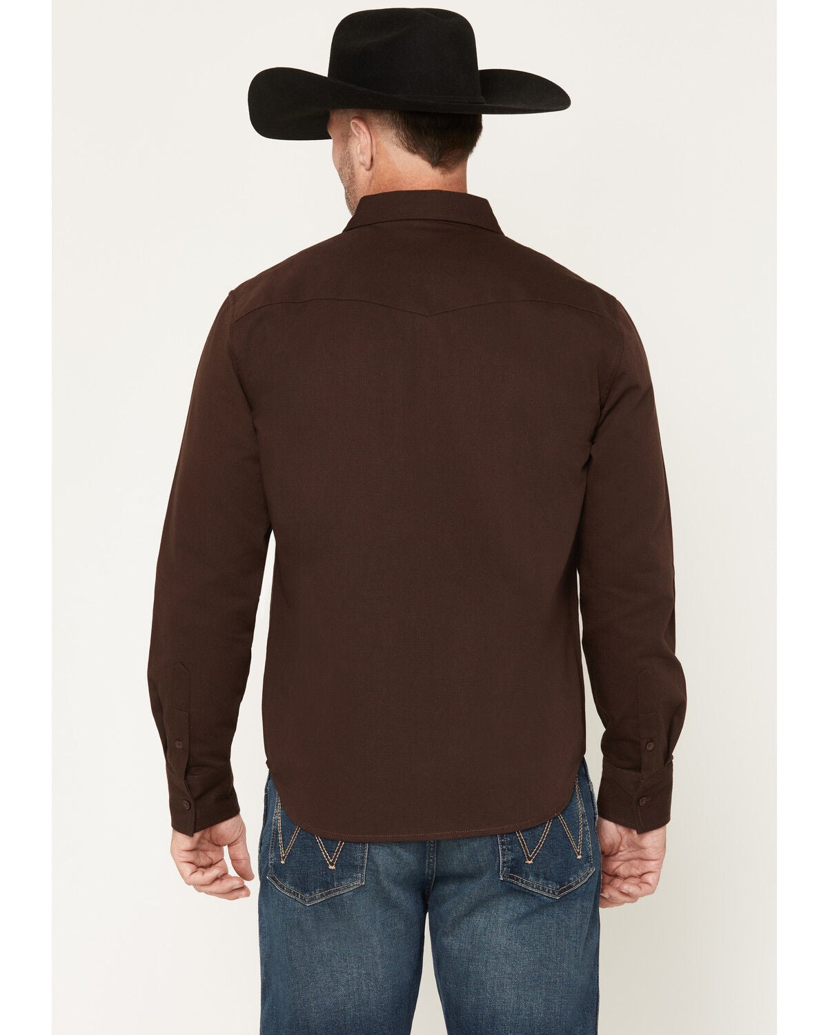 Image #4 - Seager Men's Ortega Eagle Embroidered Solid Long Sleeve Button-Down Western Shirt, Brown, hi-res
