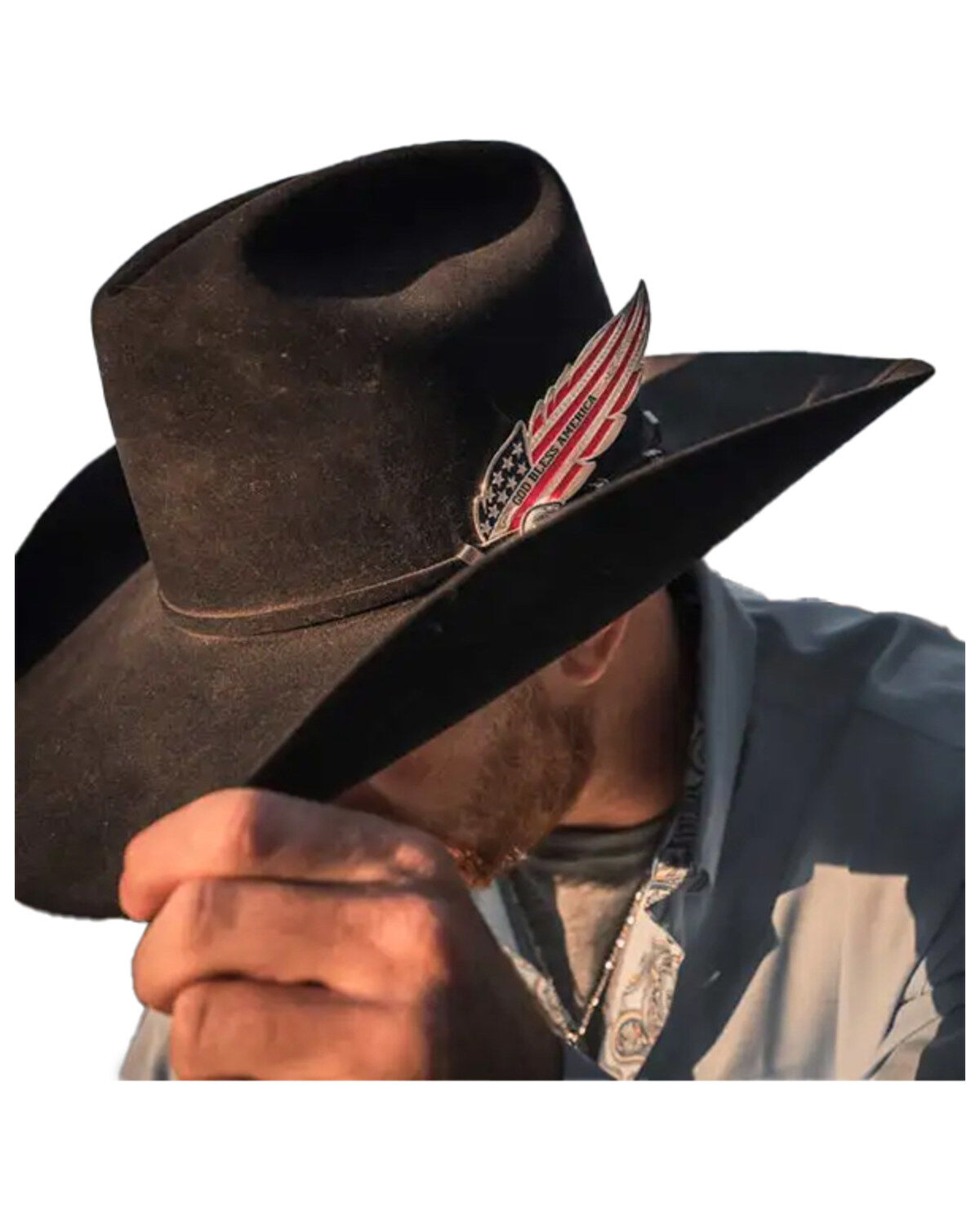 Image #2 - Montana Silversmiths USA Flag Hat Feather, Silver, hi-res