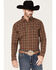 Image #1 - Cody James Men's Rusty Nail Small Plaid Print Long Sleeve Snap Western Flannel Shirt - Big & Tall , Rust Copper, hi-res