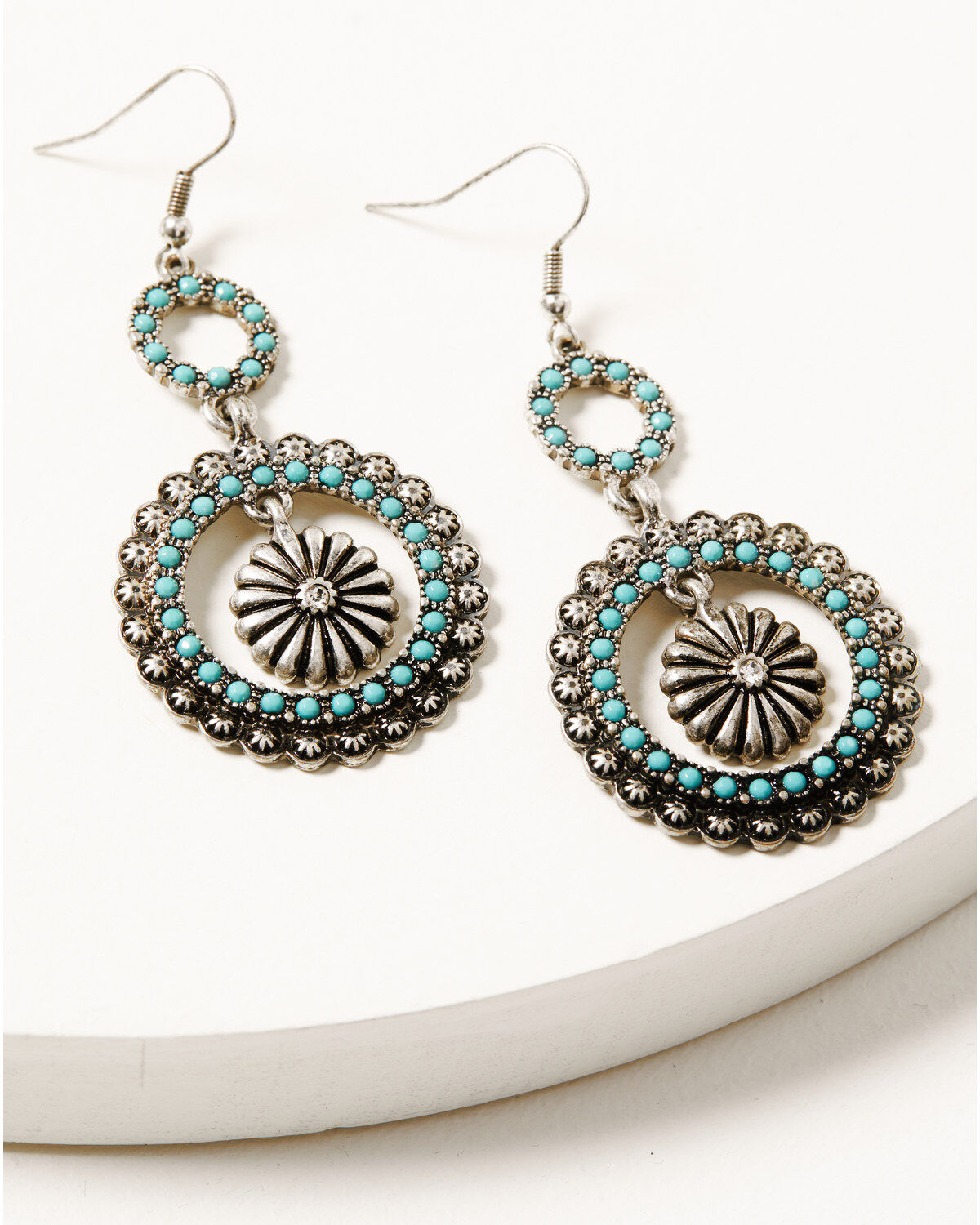 Image #2 - Shyanne Women's Desert Wanderer Concho Earrings, Silver, hi-res