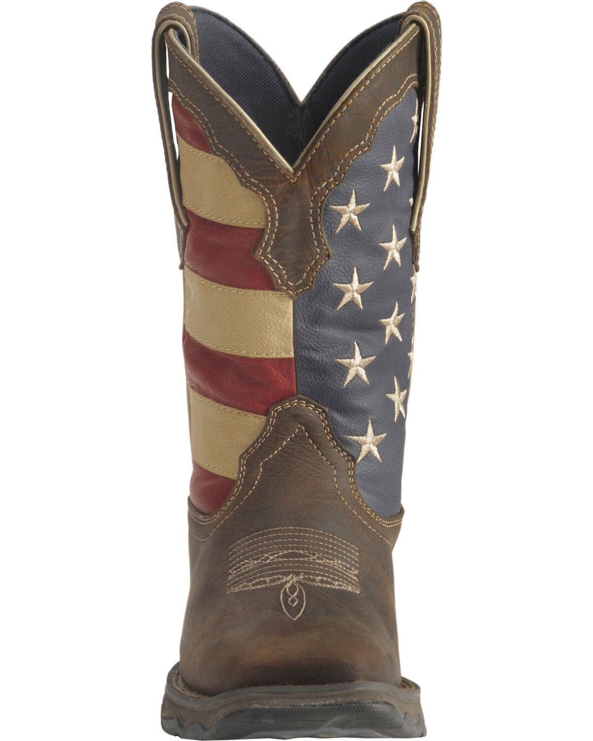 Image #4 - Durango Lady Rebel American Flag Western Performance Boots - Broad Square Toe, Brown, hi-res