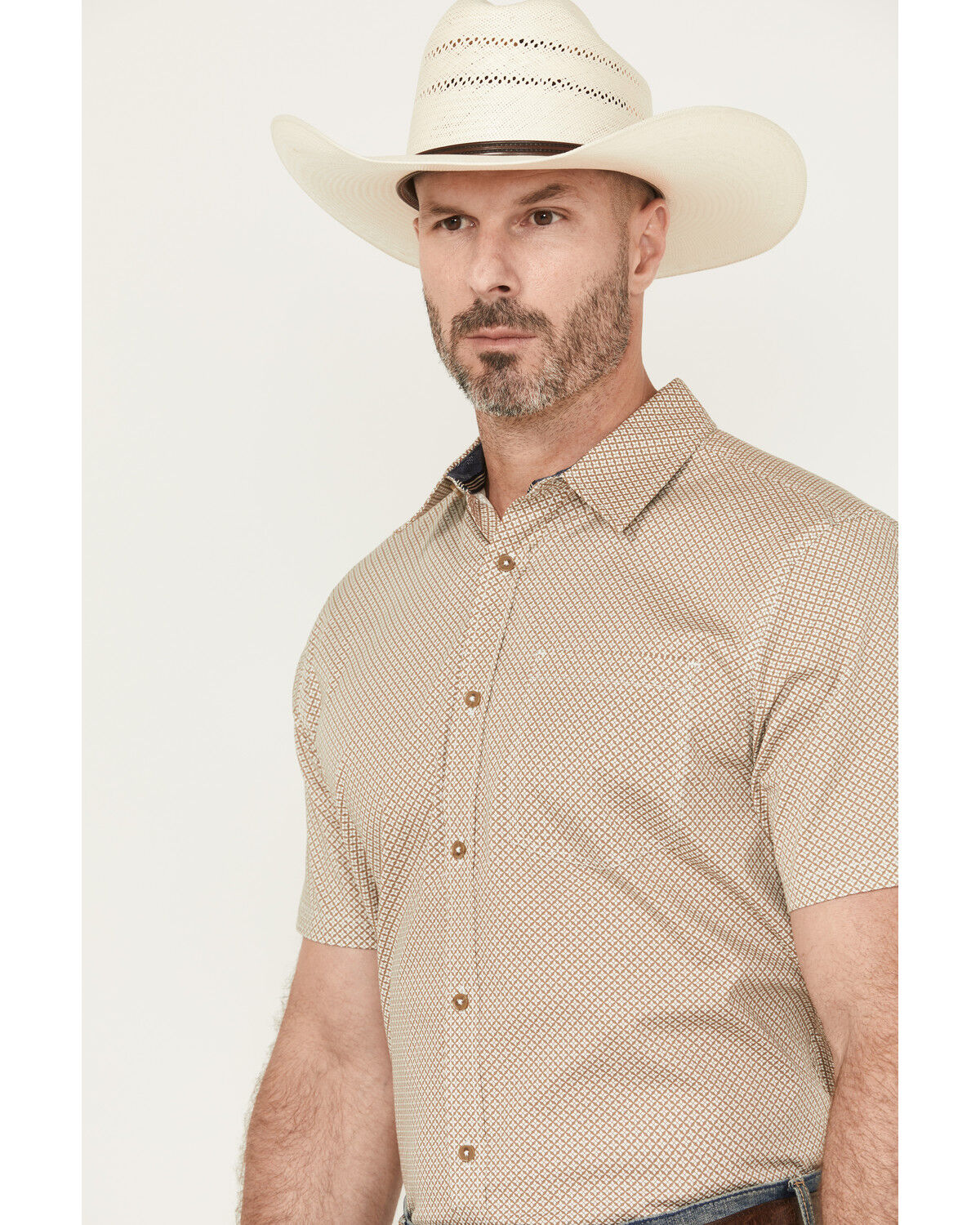 Product Name:  Cody James Men's Grill And Greet Geo Print Short Sleeve Button-Down Stretch Western Shirt