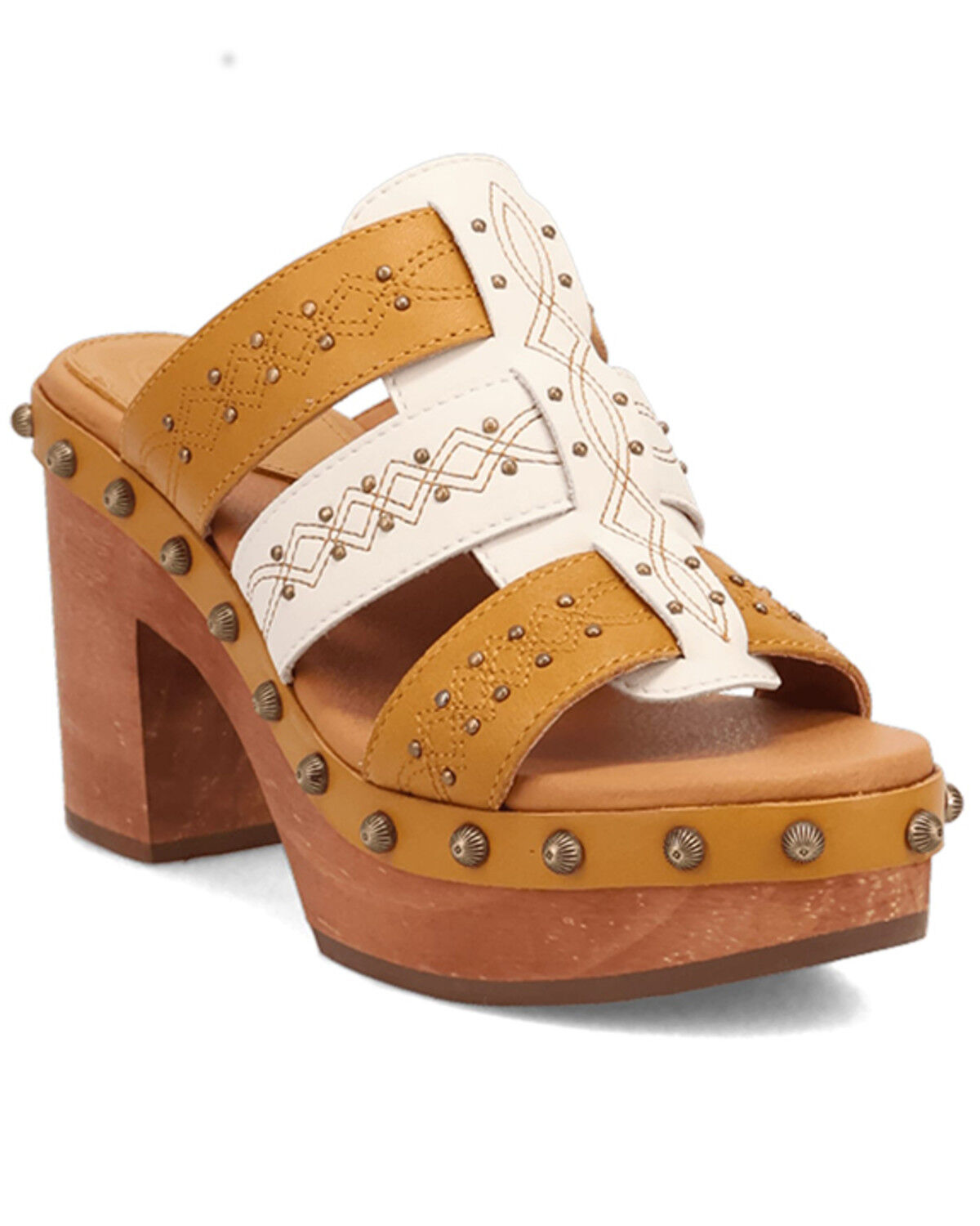 Image #1 - Dingo Women's Chateau Wooden Sandals, Mustard, hi-res