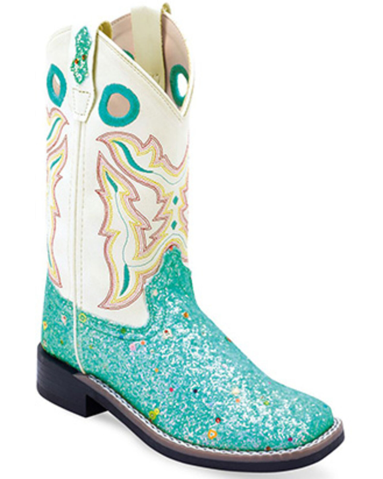 Old West Girls Fancy Stitch Western Boots Broad Square Toe Boot Barn