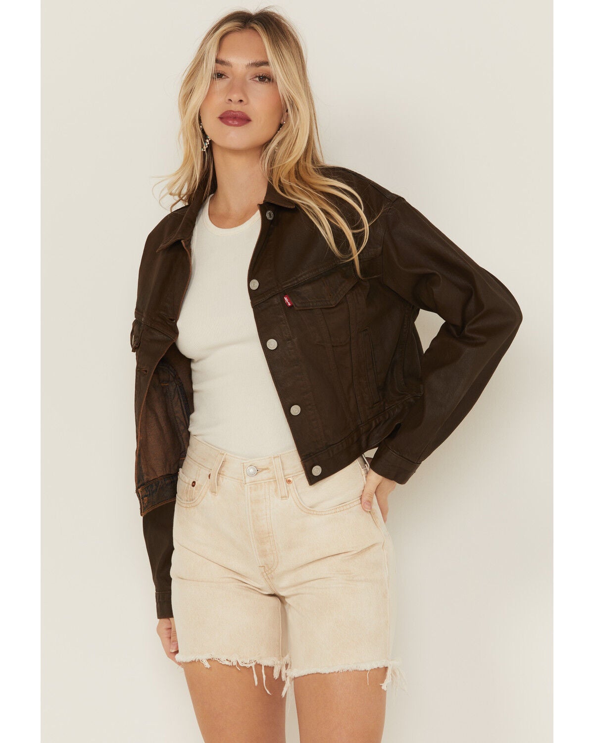 Levis' Women's 90s Pay Day Coated Denim Jacket, Brown, hi-res