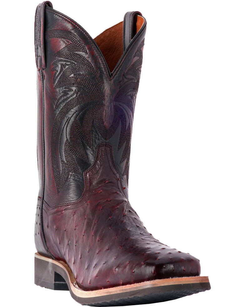 Dan Post Men's Philsgood Black Cherry Full Quill Ostrich Boots - Square