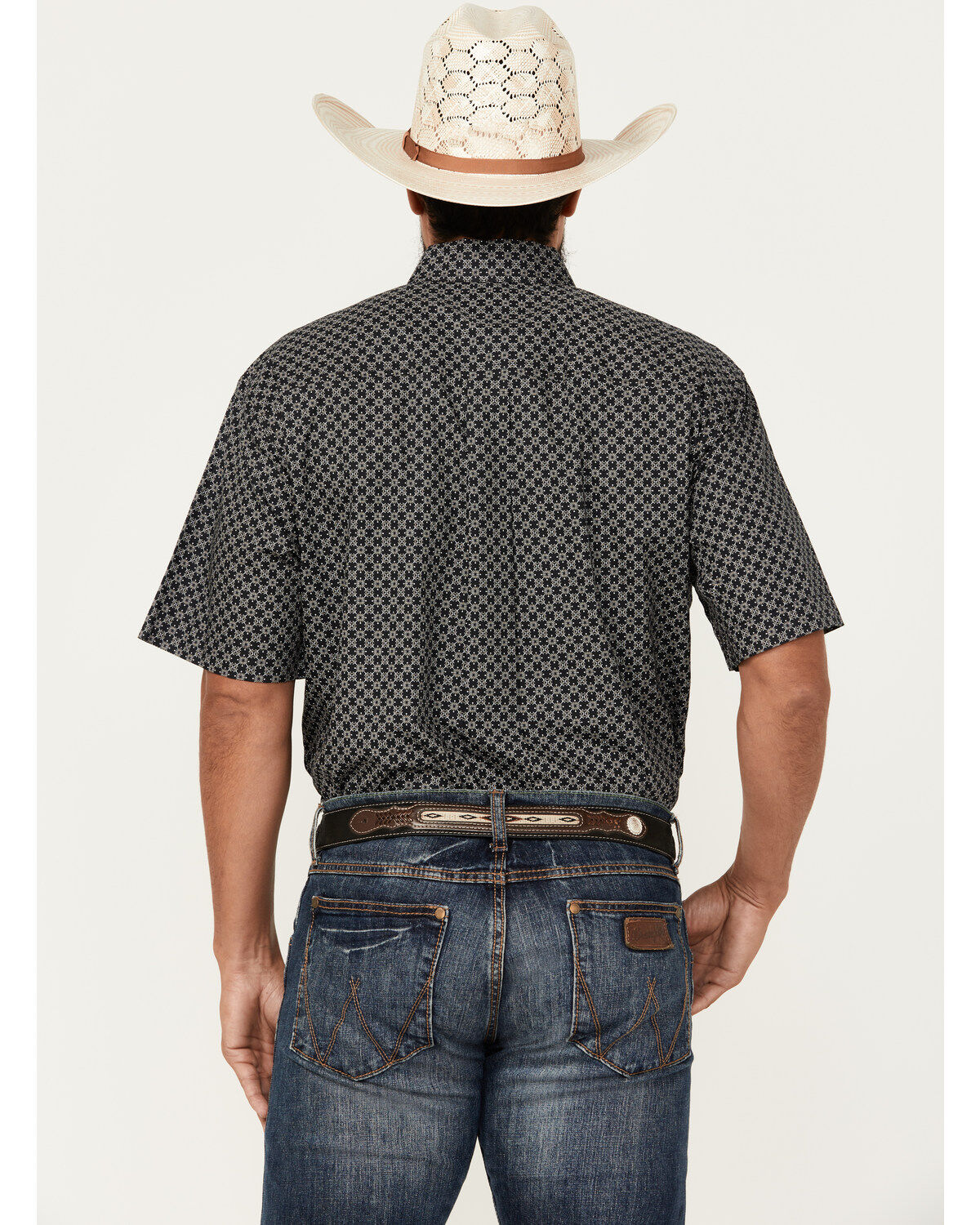 Image #4 - Cinch Men's Geo Print Short Sleeve Button-Down Western Shirt, Black, hi-res