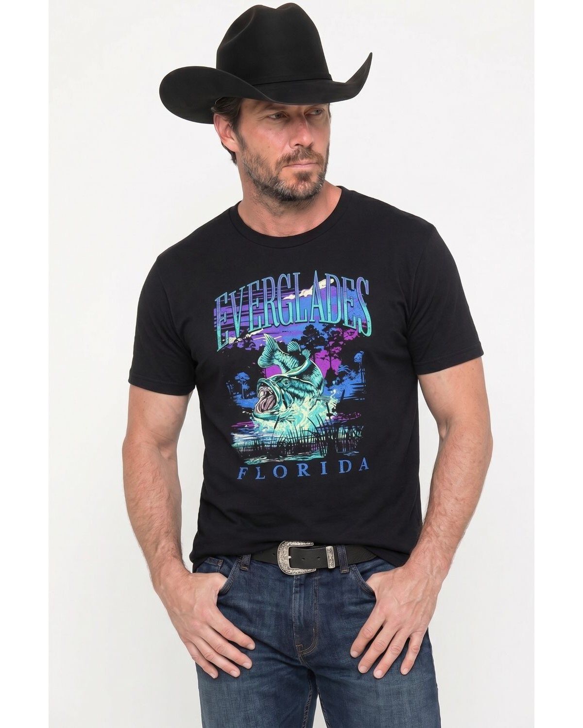 Image #1 - Americana Men's Bassin Short Sleeve Graphic T-Shirt, Black, hi-res