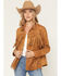 Image #1 - Idyllwind Women's Norton Faux Suede Fringe Shacket, Pecan, hi-res